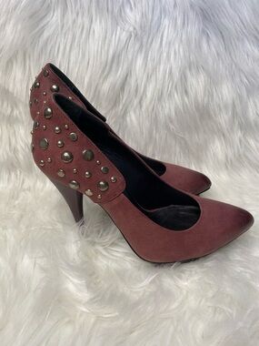 Alexander McQueen Studded Burgundy High Heel Pumps - Authentic